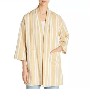 Eileen Fisher Yellow Stripped Cotton Jacket PP/PS